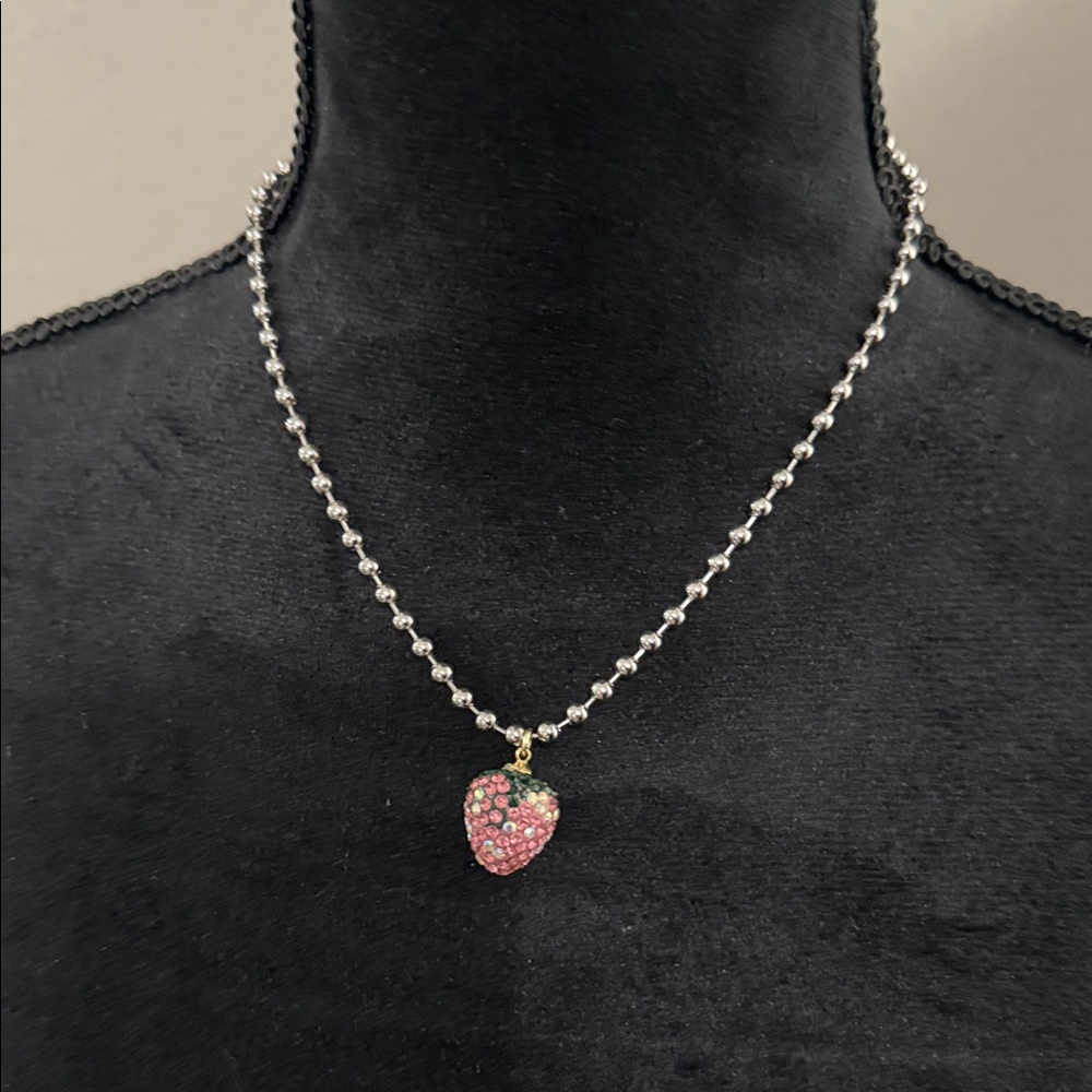 Pink Strawberry Pendant Necklace